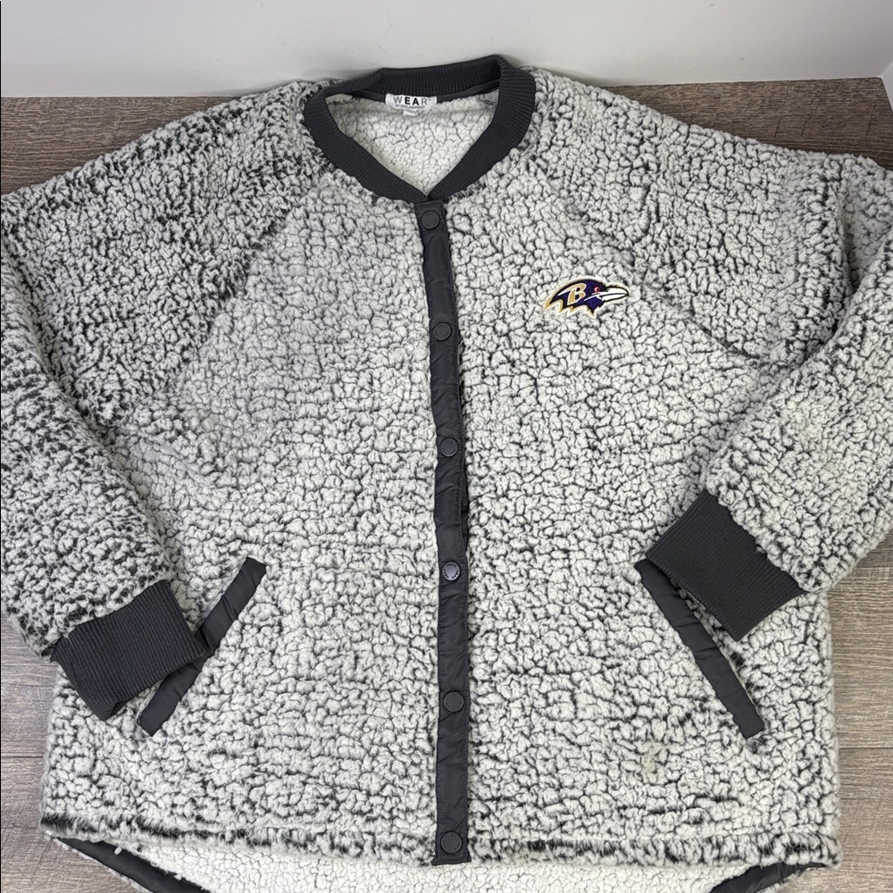 WEAR by Erin Andrews x NFL Baltimore Ravens Sherpa Snap Jacket (Size 1X)